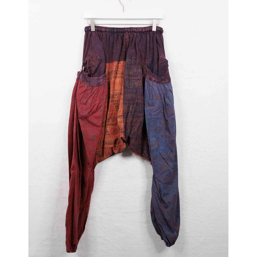 Patchwork Harem Pants Baggy Drawstring Pockets Hi… - image 5